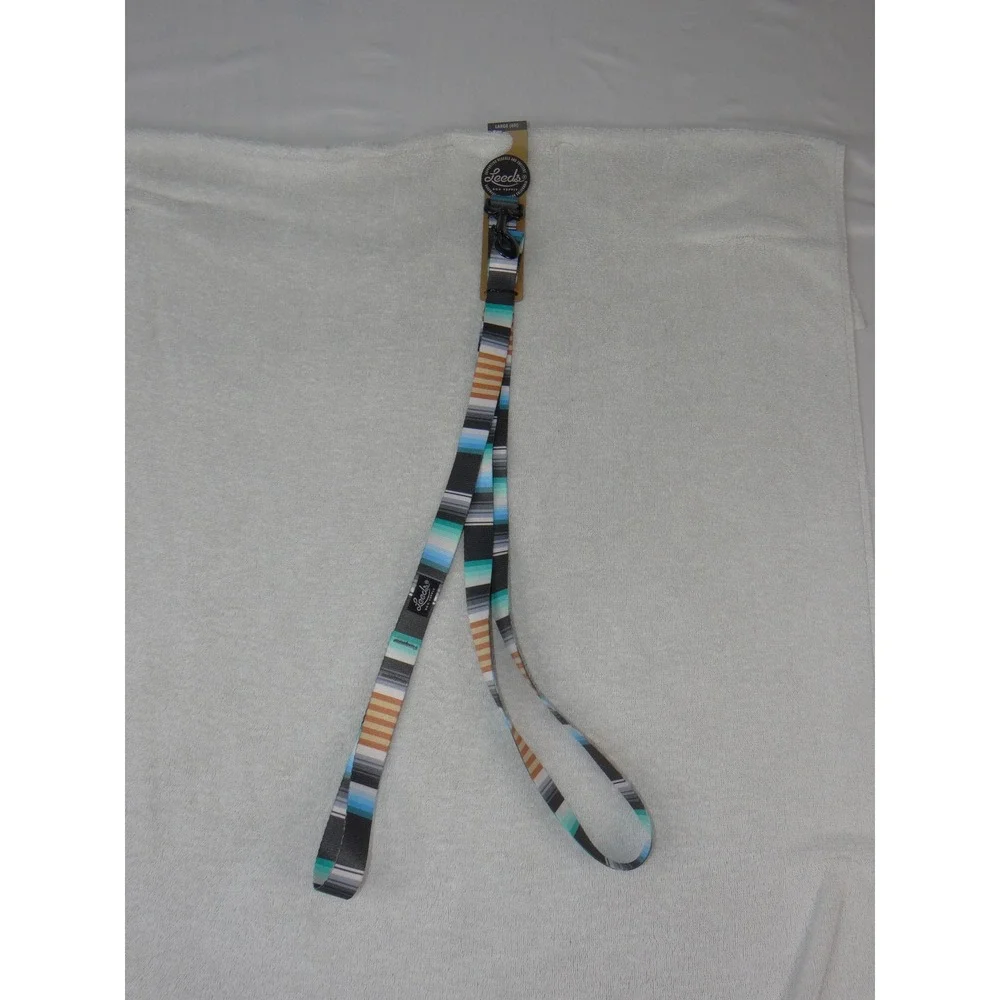 Leeds Dog Supply 6ft Large Dog Leash Serape Striped Blue Orange Handmade USA